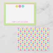 Cute Retro Yellow Pink Blue Daisies ノートカード (正面/裏面)