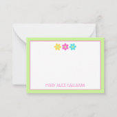 Cute Retro Yellow Pink Blue Daisies ノートカード (正面)