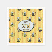Cute Retro Yellow Striped Bumblebee Birthday スタンダードカクテルナプキン (正面)