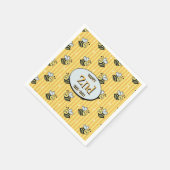 Cute Retro Yellow Striped Bumblebee Birthday スタンダードカクテルナプキン (角)