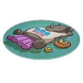 Cute Rhino BBQ Master Relaxed Rhinoceros Cartoon カッティングボード (角)