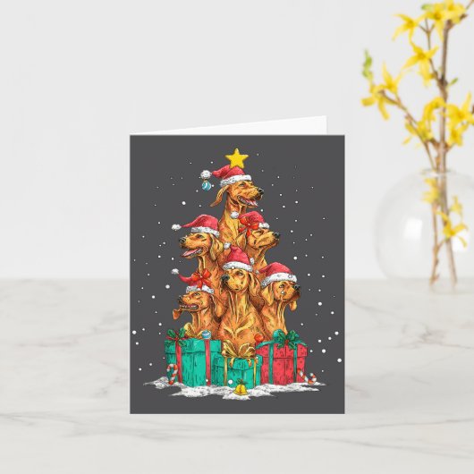 Cute Rhodesian Ridgeback Le Dog Christmas Tree Xma カード (黄色い花)