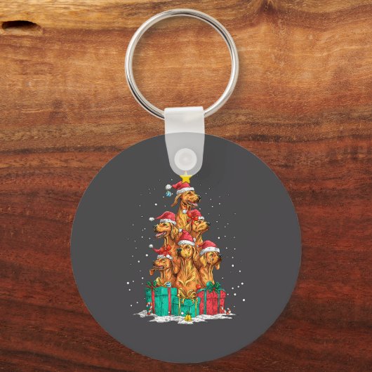 Cute Rhodesian Ridgeback Le Dog Christmas Tree Xma キーホルダー (正面)
