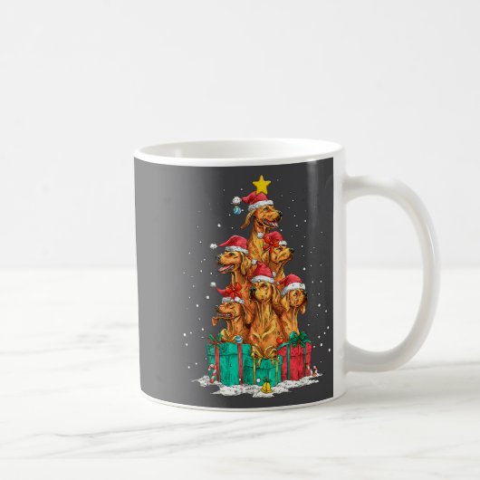 Cute Rhodesian Ridgeback Le Dog Christmas Tree Xma コーヒーマグカップ (右)