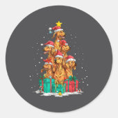 Cute Rhodesian Ridgeback Le Dog Christmas Tree Xma ラウンドシール (正面)