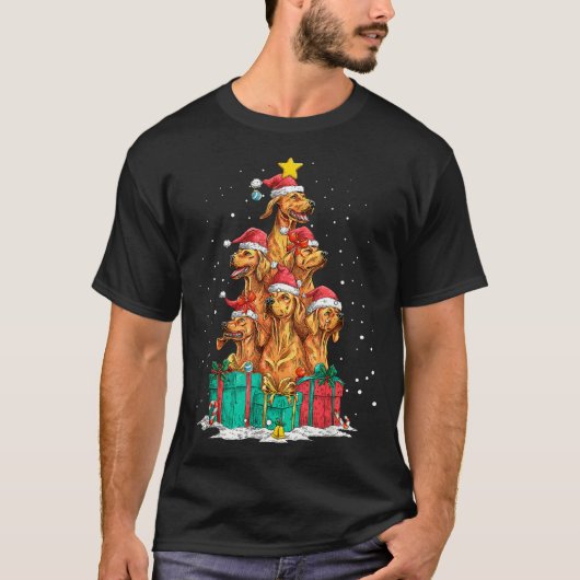 Cute Rhodesian Ridgeback Le Dog Christmas Tree Xma Tシャツ (正面)