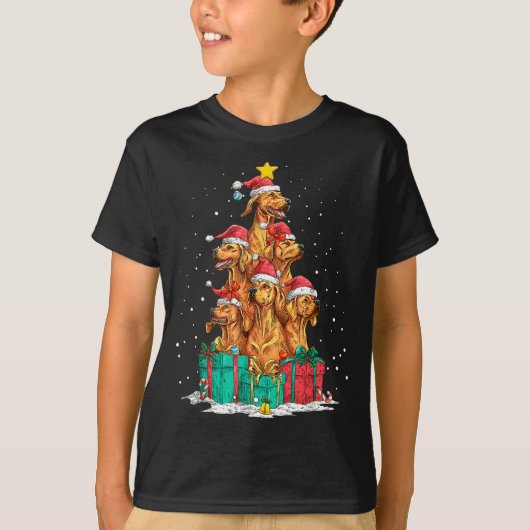 Cute Rhodesian Ridgeback Le Dog Christmas Tree Xma Tシャツ (正面)