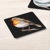 Cute Robin スクエアペーパーコースター (アングル)