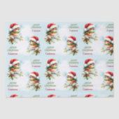 Cute Robin in Santa Hat Christmas Kids Name文字 薄葉紙 (正面)