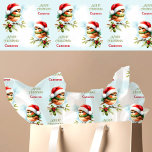 Cute Robin in Santa Hat Christmas Kids Name文字 薄葉紙<br><div class="desc">可愛いクリスマスティッシュペーパーと愛らしい小さなヴィンテージロビン赤いサンタ帽子のライトブルーの背景だけでなく子供へ、。すべての文字を簡単にパーソナライズ。同じ文字を2回または1回違う入力できる – Kate Eden Art</div>