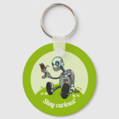 Cute Robot & Butterfly Stay Curious! Cartoon キーホルダー (裏面)