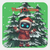cute robot Christmas holiday Sticker スクエアシール (正面)