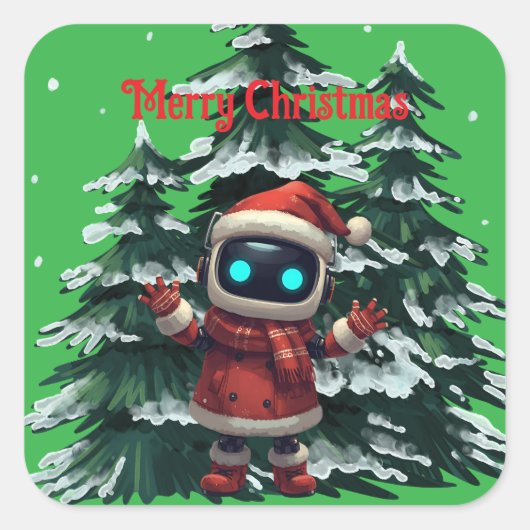 cute robot Christmas holiday Sticker スクエアシール (正面)