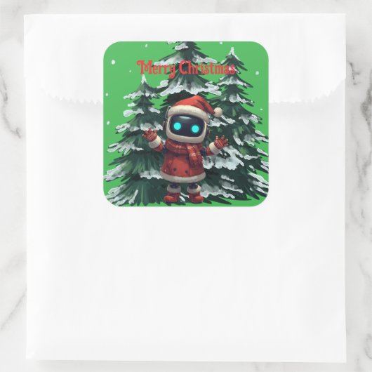 cute robot Christmas holiday Sticker スクエアシール (バッグ)