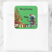 cute robot Christmas holiday Sticker スクエアシール (バッグ)