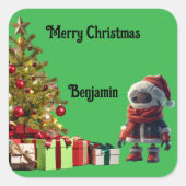 cute robot Christmas holiday Sticker スクエアシール (正面)