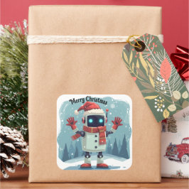 cute robot Christmas holiday Sticker スクエアシール
