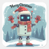 cute robot Christmas holiday Sticker スクエアシール (正面)
