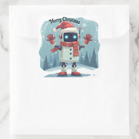 cute robot Christmas holiday Sticker スクエアシール (バッグ)