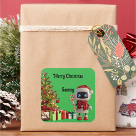 cute robot Christmas holiday Sticker スクエアシール