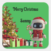 cute robot Christmas holiday Sticker スクエアシール (正面)