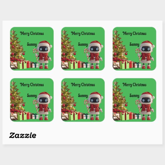 cute robot Christmas holiday Sticker スクエアシール (シート)