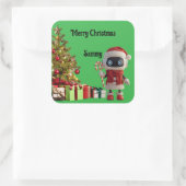 cute robot Christmas holiday Sticker スクエアシール (バッグ)