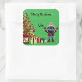 cute robot Christmas holiday Sticker スクエアシール (バッグ)