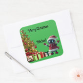 cute robot Christmas holiday Sticker スクエアシール (封筒)