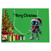 cute robot Christmas holiday tech Gift Bag ラージペーパーバッグ (正面)