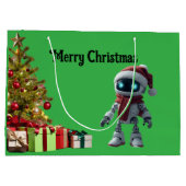 cute robot Christmas holiday tech Gift Bag ラージペーパーバッグ (裏面)