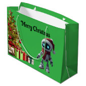 cute robot Christmas holiday tech Gift Bag ラージペーパーバッグ (裏面アングル)