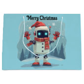cute robot Christmas holiday tech Gift Bag ラージペーパーバッグ (正面)
