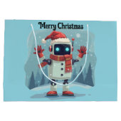 cute robot Christmas holiday tech Gift Bag ラージペーパーバッグ (裏面)
