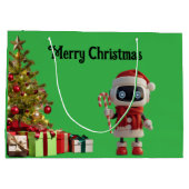 cute robot Christmas holiday tech Gift Bag ラージペーパーバッグ (裏面)