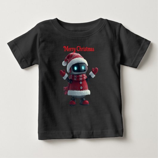 cute robot Christmas holiday tech T-Shirt ベビーTシャツ (正面)
