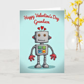 Cute Robot Grandson Valentines Day Card カード (黄色い花)
