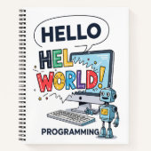 Cute Robot Hello World Programmer Notebook  ノートブック (正面)