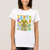 Cute Robot Numbers Maths T Shirt for Kids Tシャツ (正面)