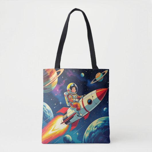 Cute Rockets in Space Astronaut Birthday トートバッグ (正面)