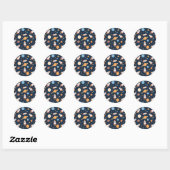 Cute Rockets Planets Space Pattern ラウンドシール (シート)