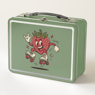 Cute Roller Skating Strawberry メタルランチボックス
