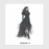 Cute Roller Skating Woman in Black Gothic Dress シール (シート)