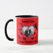 Cute Romance Cupid Photo Red Heart Valentines Day マグカップ (左)
