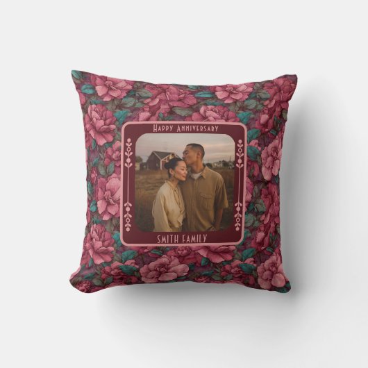 Cute Romantic 20Th Anniversary Throw Pillow クッション (正面)