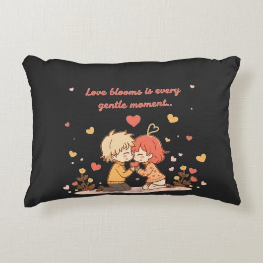 Cute Romantic Anime Couple - Love Moment アクセントクッション (正面)