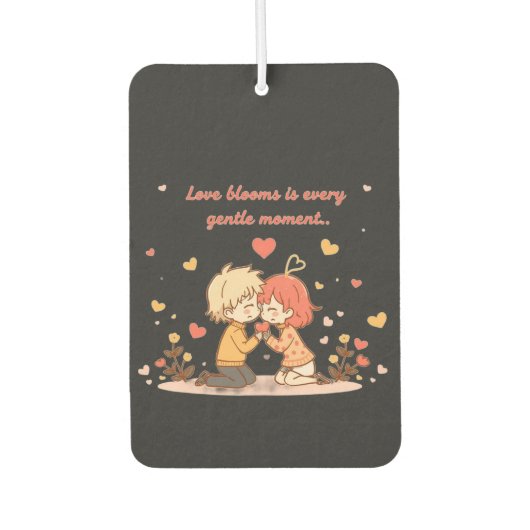 Cute Romantic Anime Couple - Love Moment カーエアーフレッシュナー (正面)