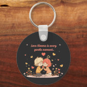 Cute Romantic Anime Couple - Love Moment キーホルダー (正面)