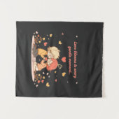 Cute Romantic Anime Couple - Love Moment タペストリー (正面(横))