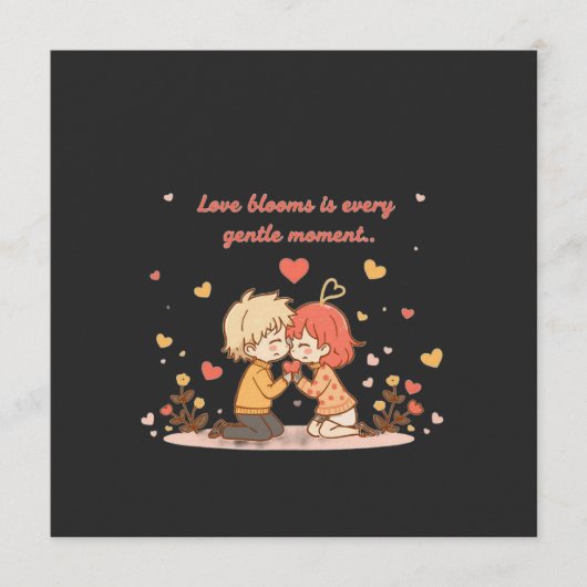 Cute Romantic Anime Couple - Love Moment 招待状 (正面)